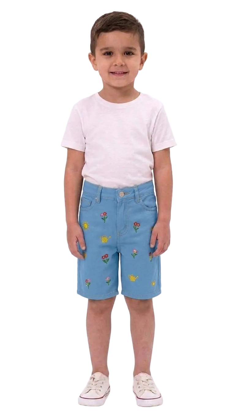 Signature Kids' Embroidered Denim Shorts