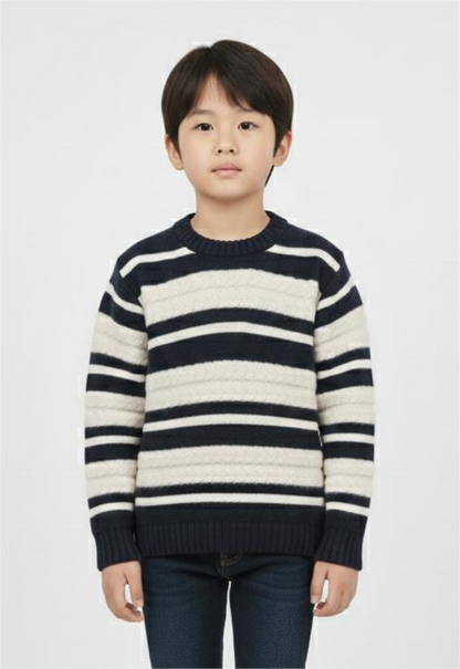 Cozy Striped Knit navy blue Sweater for Kids