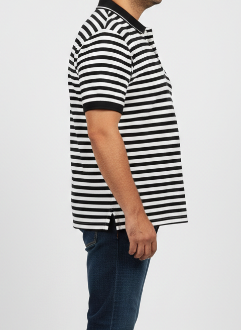 Men’s Classic Striped Polo T-Shirt
