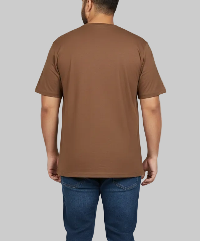 Big Size Brown Round Neck T shirt