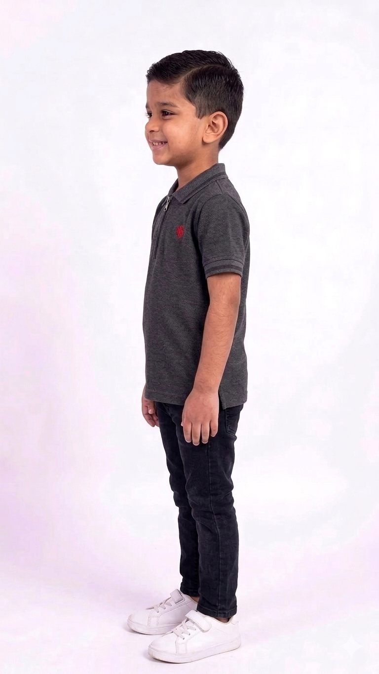 Premium Boys' Zipper Polo Shirt