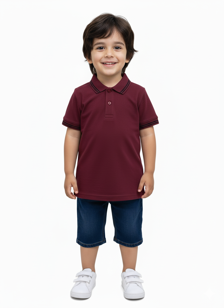 Boys Maroon Small Polo