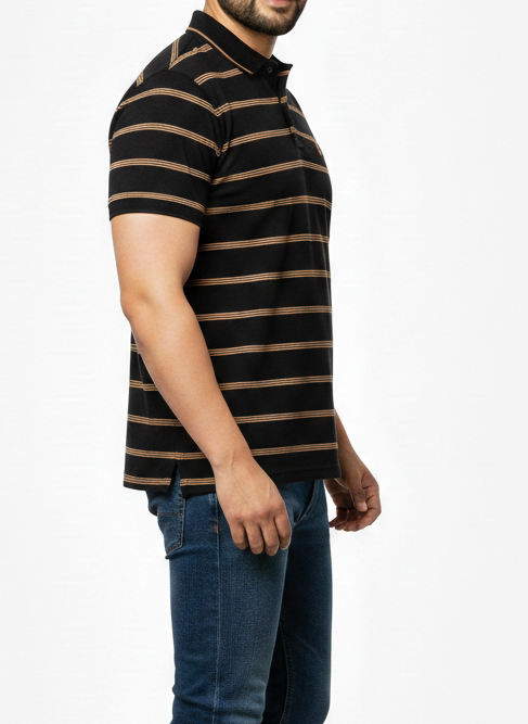 Men’s Smart Casual Striped Polo T-Shirt for All-Day Wear