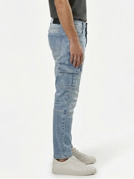Men's Premium Regular-Fit Denim Cargo Pants
