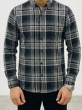 Men’s Black & White Striped Check Shirt
