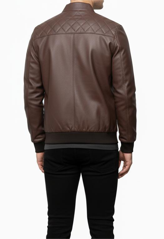 Zip Up Brown Leather Jacket