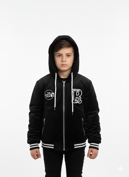Kids Black Soft Cotton Leather Jacket