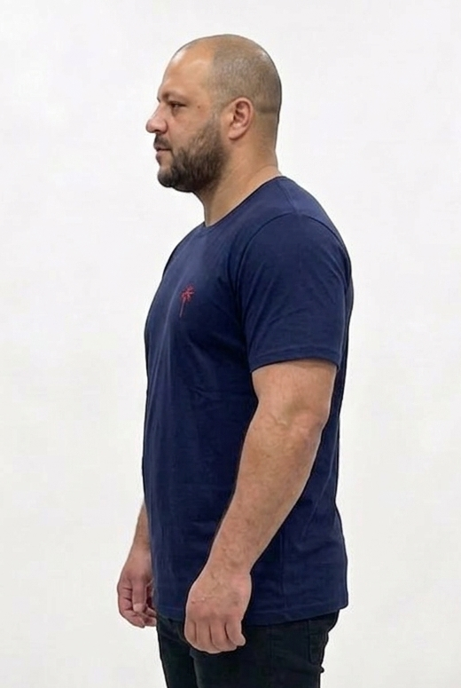 Men's Premium Navy Blue T-Shirt with Embroidered Palm Logo