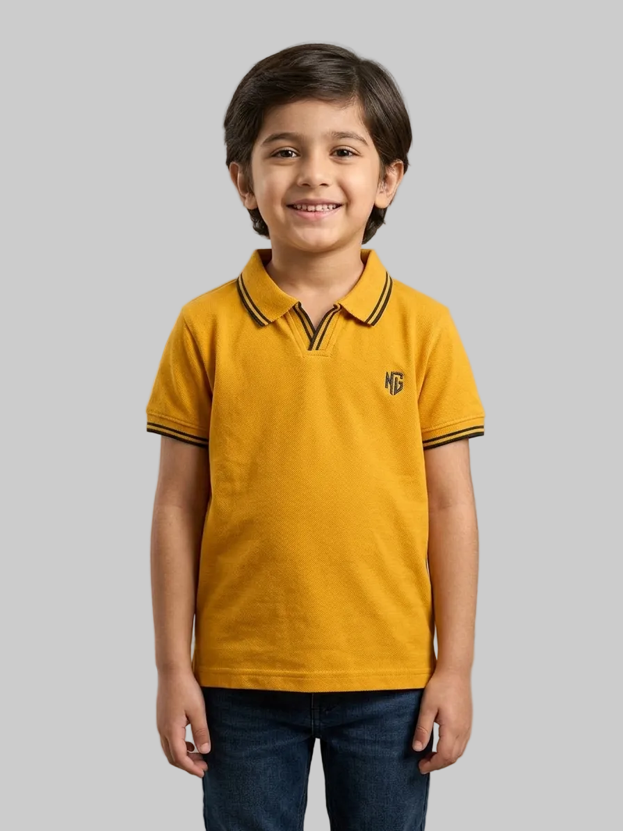 Boys' Signature Johny Collar Polo – Premium Open V-Neck