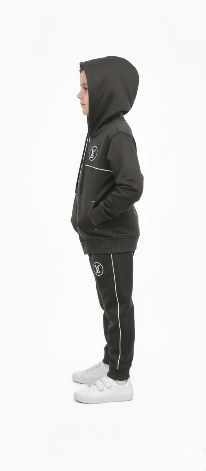 Kids Zip-Up Dark Grey Tracksuit