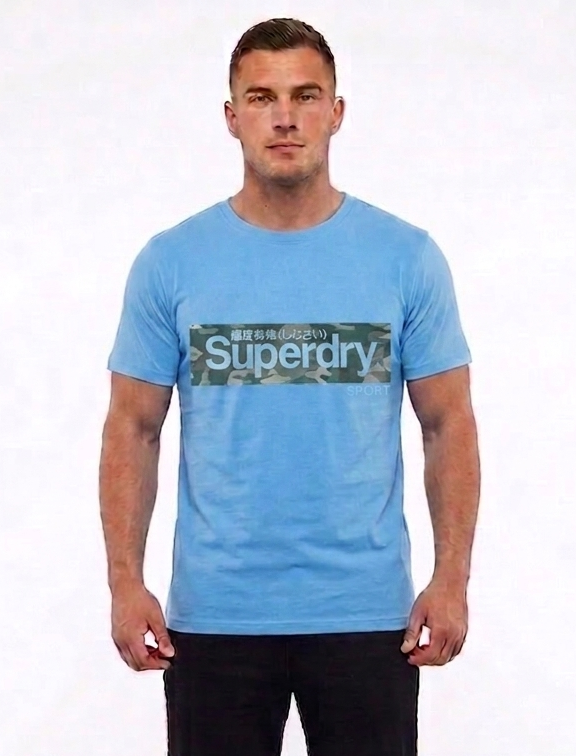 Superdry Sport Graphic Print T-Shirt in Mid Blue