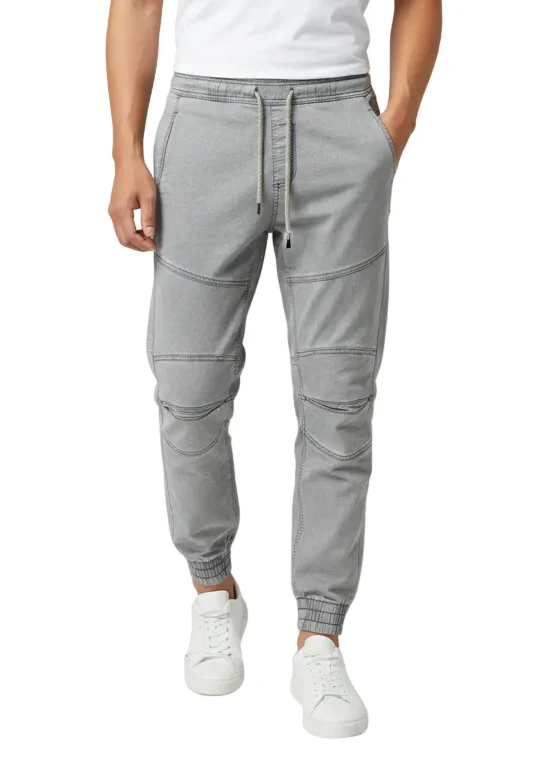 Men's Moto-Style Slim Fit Denim Jogger Pants