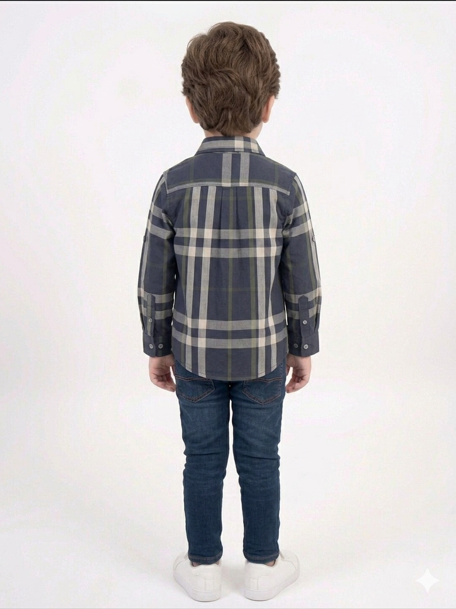 Premium Cotton Checkered Long Sleeve Shirt for Kids