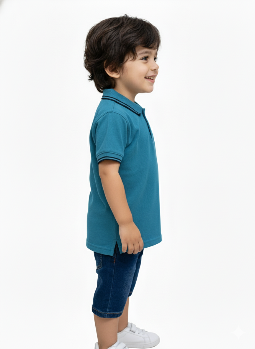 Boys Giordano Sea Green Blue Polo
