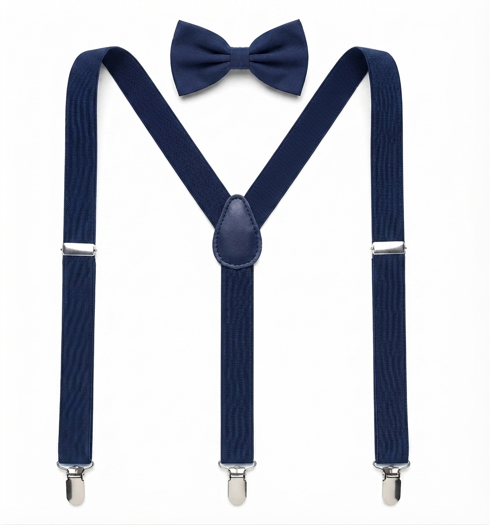 Elastic Gallace Suspenders Set With Silk Bow Tie For Boy's