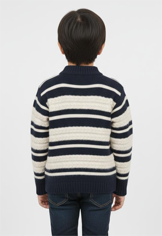 Cozy Striped Knit navy blue Sweater for Kids