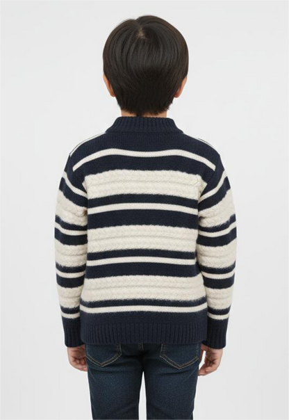 Cozy Striped Knit navy blue Sweater for Kids