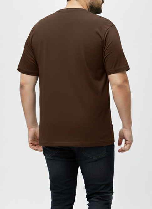 Men's Dark Brown Graphic Tee – 3XL Regular Fit