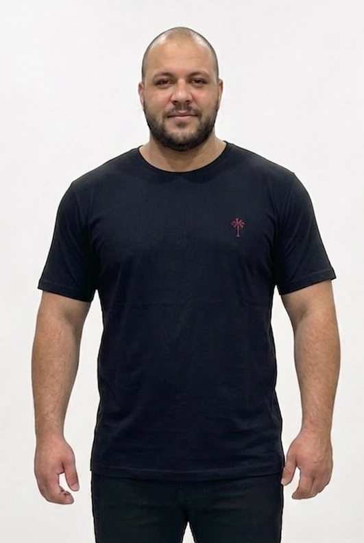 Men's Premium Black T-Shirt with Embroidered Palm Logo