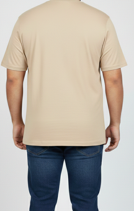 Big Size Beige Round Neck T shirts