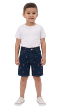 Boys' Embroidered Denim Shorts - Carrot Motif