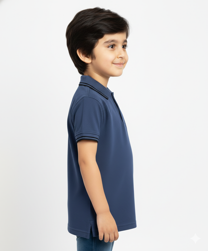Kids aesthatic Sea Blue Polo T shirts
