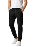 Black Moto Denim Joggers for Men