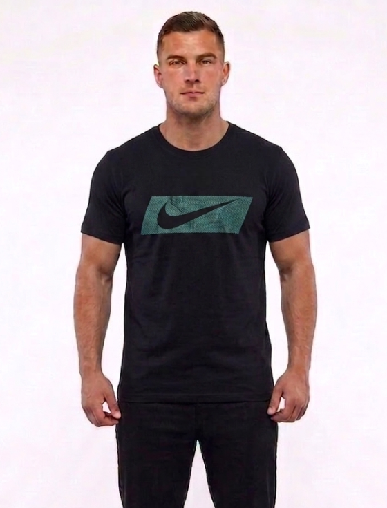 : Modern Nike Logo Cotton Tee for Casual & Active Wear In Black