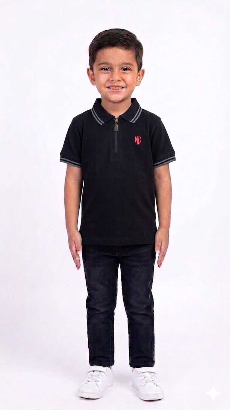 Premium Boys' Zipper Polo Shirt
