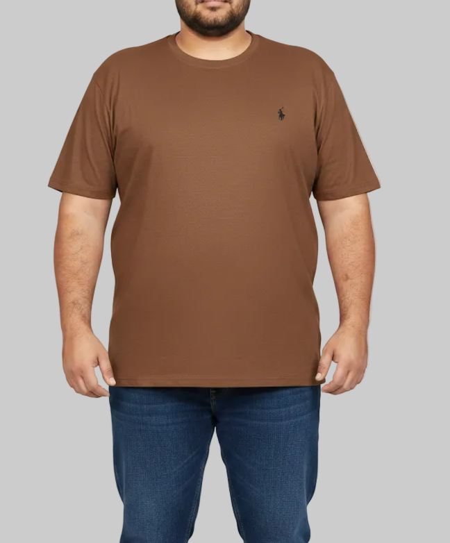 Big Size Brown Round Neck T shirt