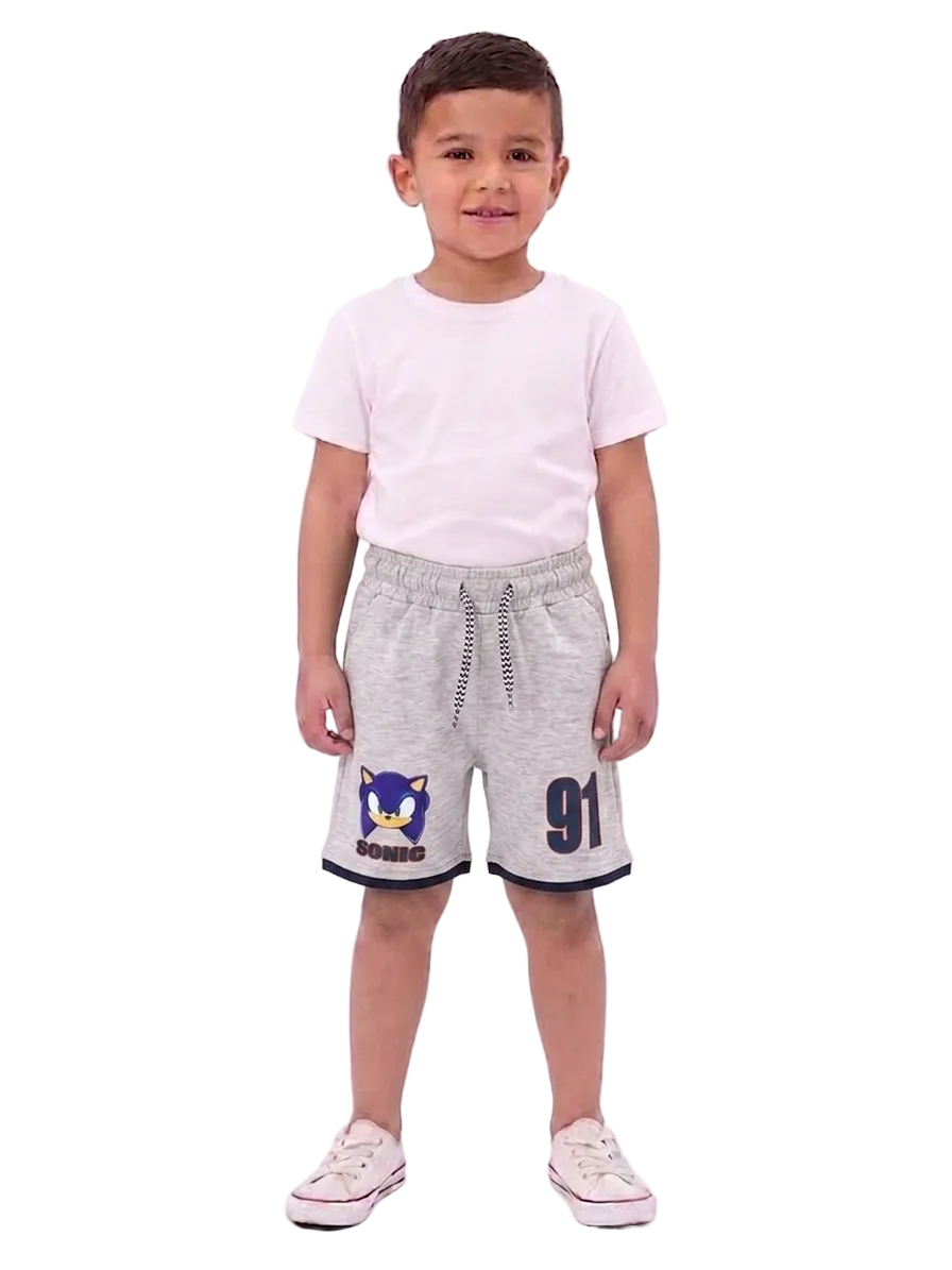 Boys' Grey Casual Shorts – Sonic the Hedgehog Graphic & "91" Print