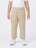 Boys' Beige Pinstripe Cotton Trousers – Casual Fit