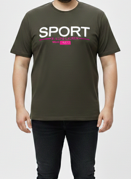 Men's Olive Green "Sport" Graphic Tee – 3XL Regular Fit
