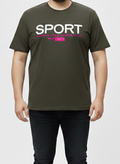 Men's Olive Green "Sport" Graphic Tee – 3XL Regular Fit