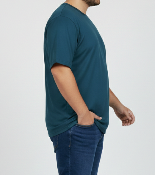 Big Size Sea Blue Round Neck T shirts