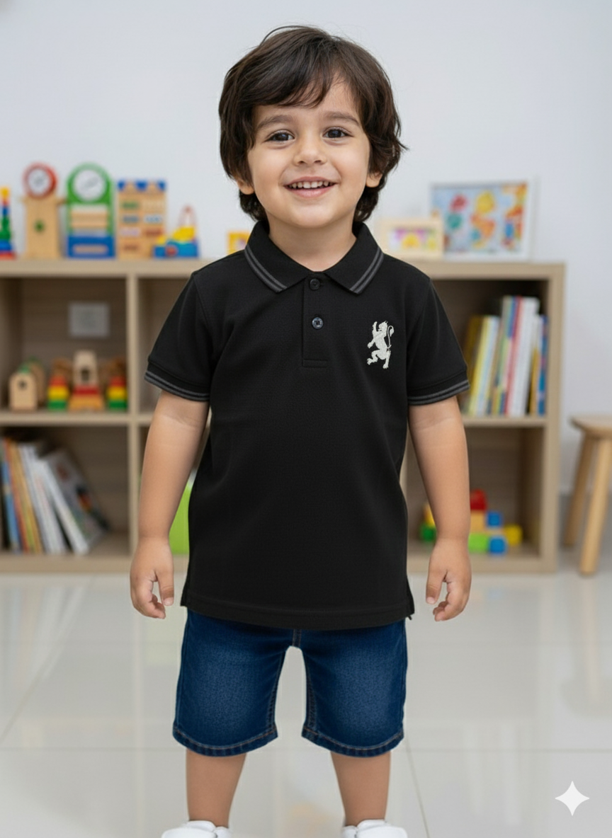 Boys Black Small Polo