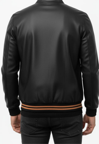 Zip Up Black Leather Jacket