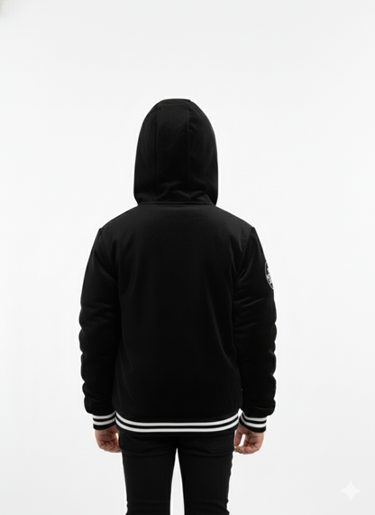 Kids Black Soft Cotton Leather Jacket