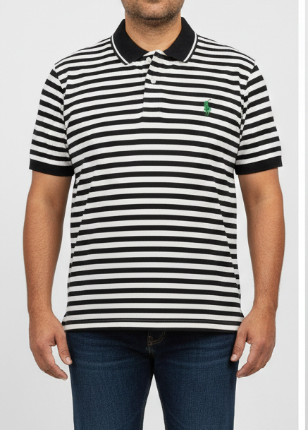 Men’s Classic Striped Polo T-Shirt