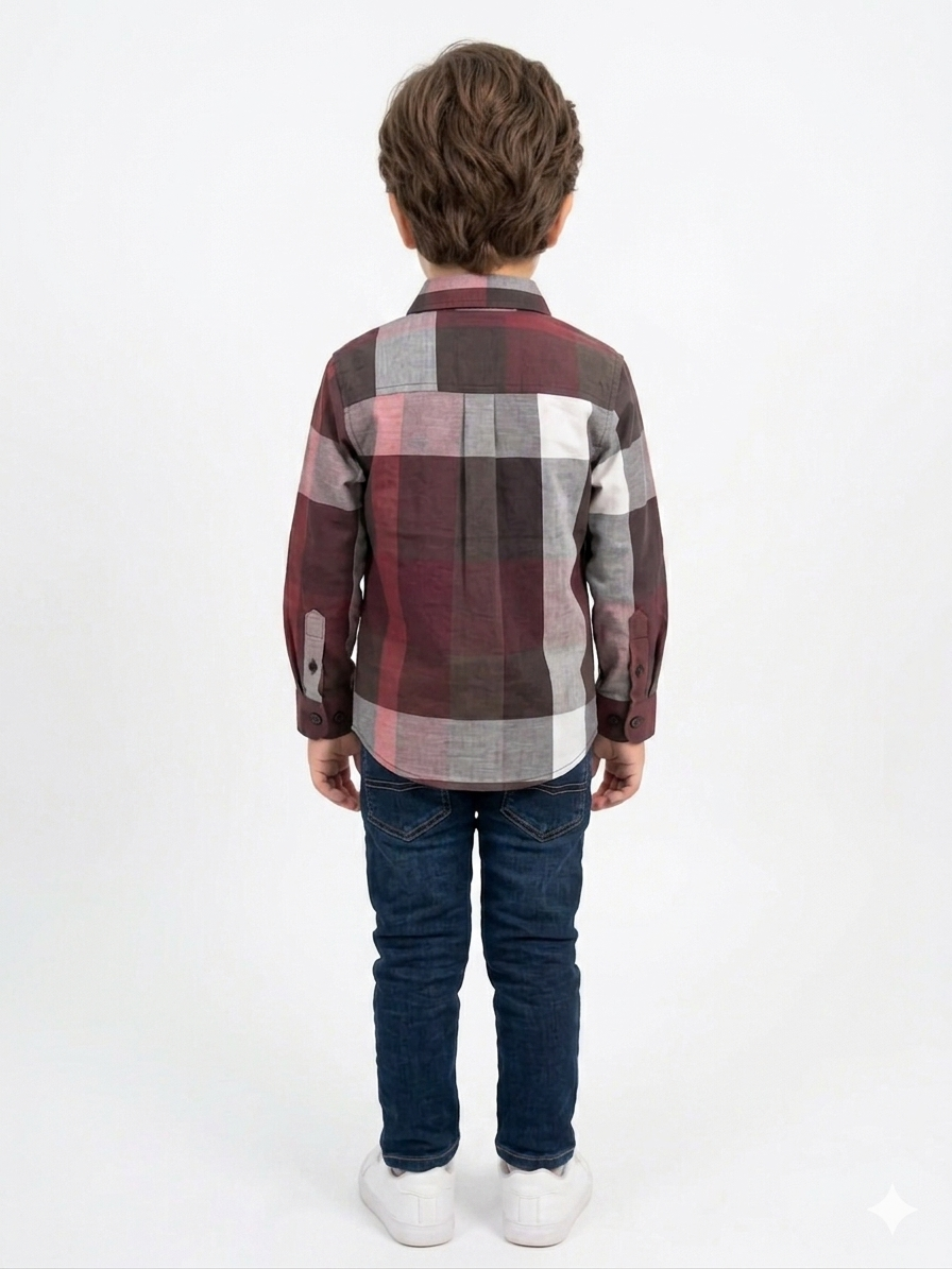 Signature Premium Cotton Plaid maroon Shirt