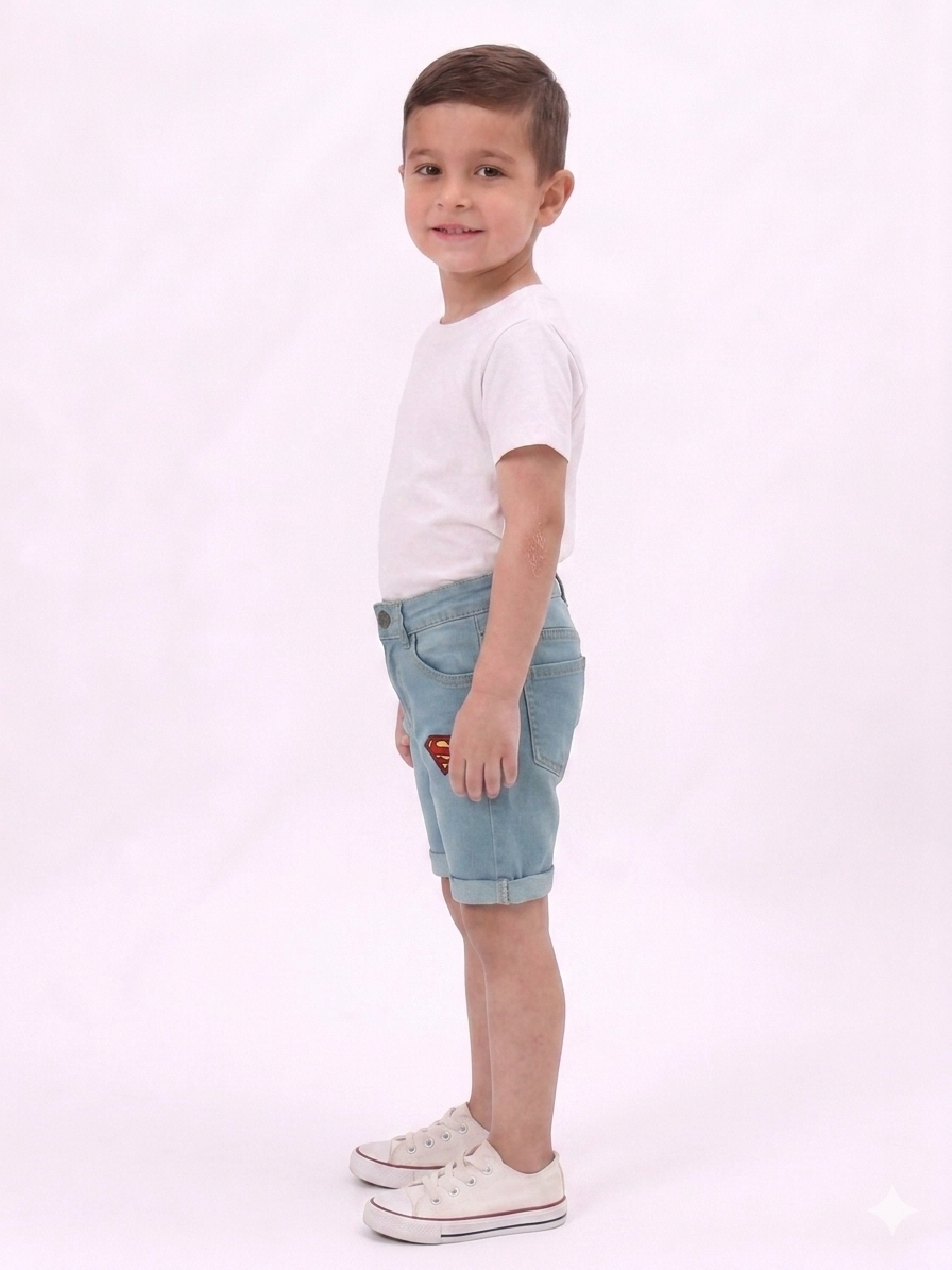 Boys' Premium Denim Shorts with Superhero Patch Detail