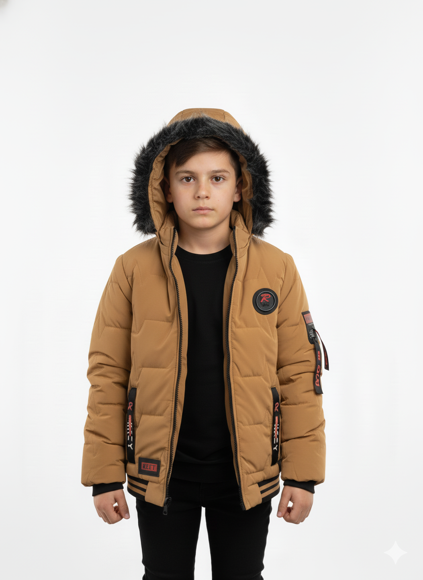 Kids Premium Camel Brown Puffer Jacket