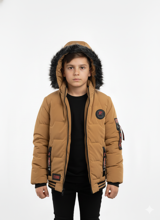 Kids Premium Camel Brown Puffer Jacket