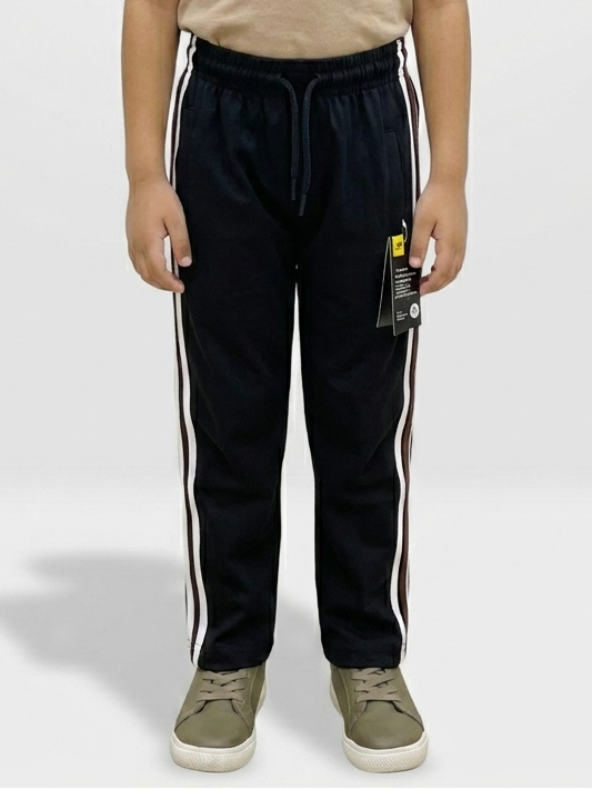 Premium Boys' Black Jersey Striped Trouser