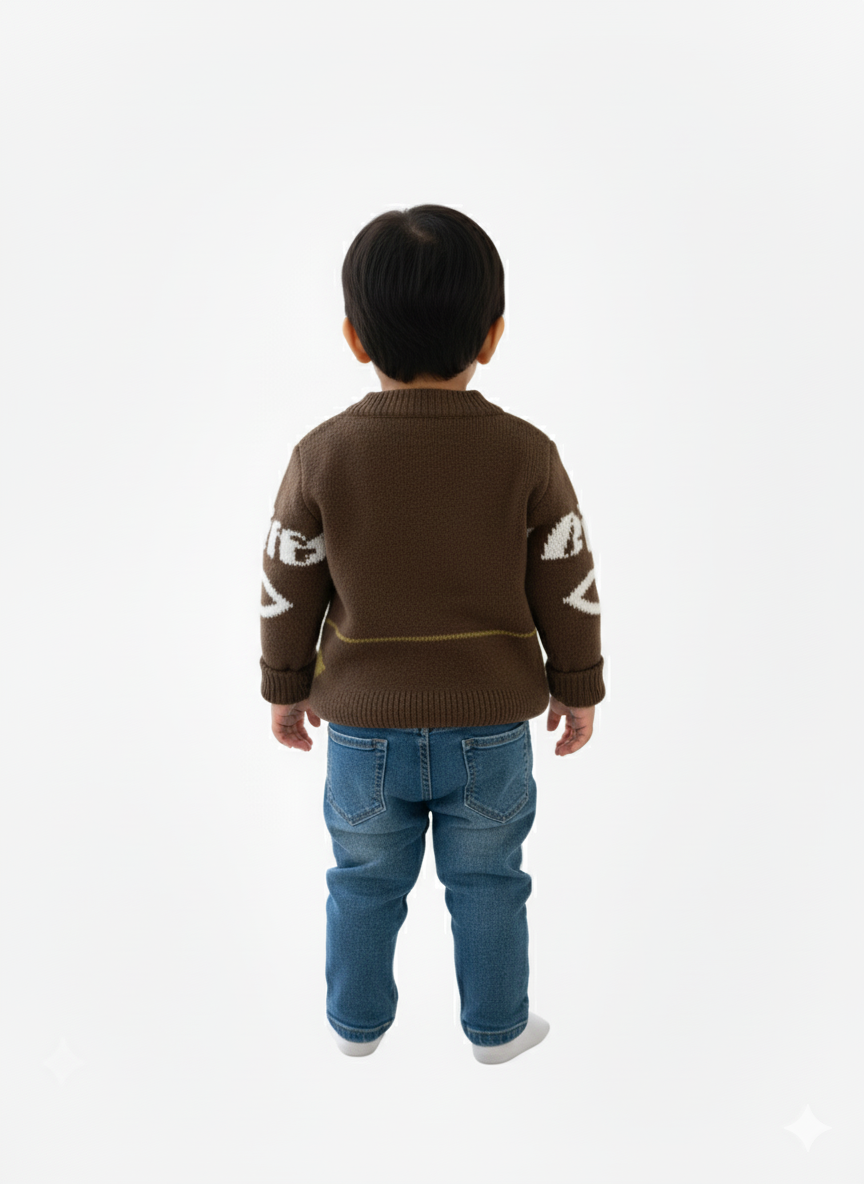 Cozy Knit Dark Brown Jumper for Kids