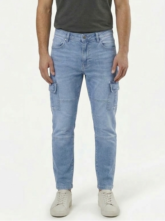 Men's Premium Regular-Fit Denim Cargo Pants