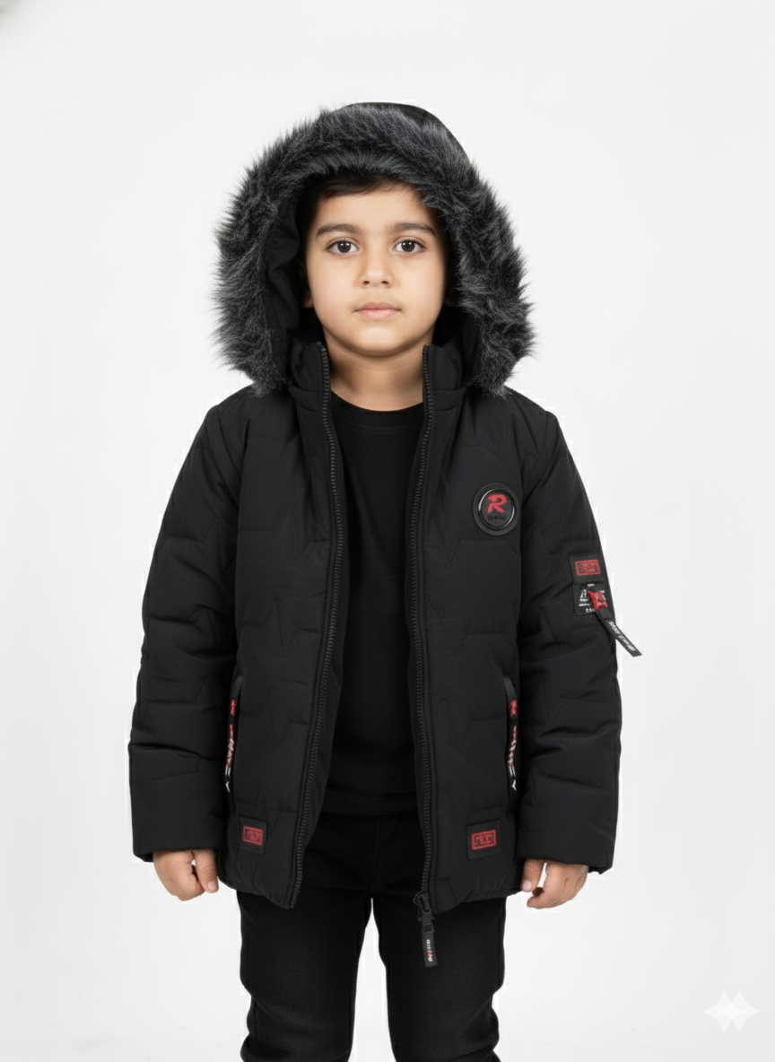 Kids Black Puffer Jacket