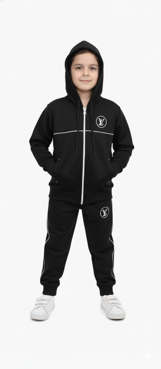 Kids Zip-Up Black Tracksuit