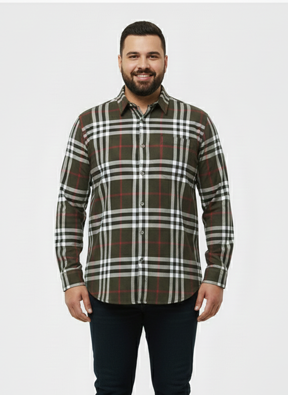 Big And Tall Comfortable Green Checkered Shirts
