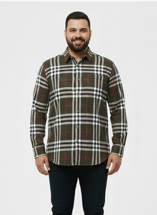 Big And Tall Comfortable Green Checkered Shirts